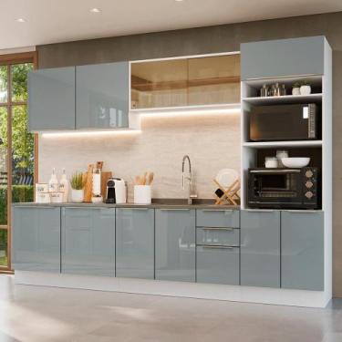 Imagem de Armário De Cozinha Completa 310 Cm Branco/cinza Lux Madesa 03 Branco/c