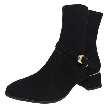 Imagem de Bota Feminina Salto Bloco Baixo Conforto Peça Dourada Cacci