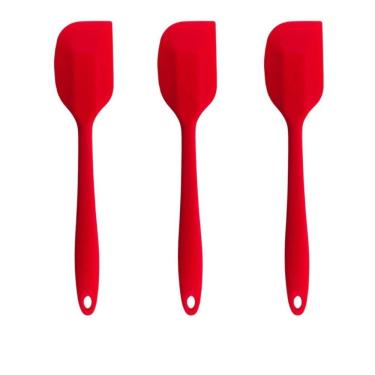 Imagem de Kit 3 Espátulas Pão Duro de Silicone para Cozinha e Buffet Resistente a 230 graus C Vermelho OEM