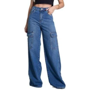 Imagem de Calça Jeans Sawary Wide Leg - 282633 - Azul 42-Feminino