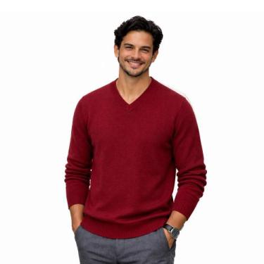 Imagem de Blusa Suéter Masculino Em Tricot Frio Casaco Grosso - KantyLan, Bordô,