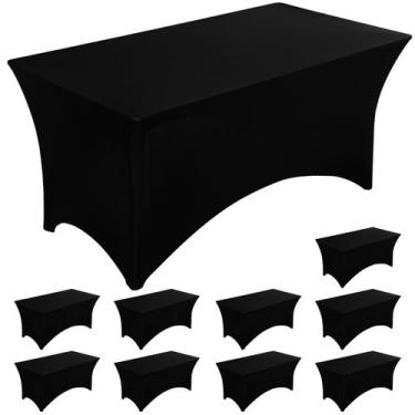 Imagem de Toalha de mesa Fixwal, elastano preto de 6 pés para retângulo de 6 pés