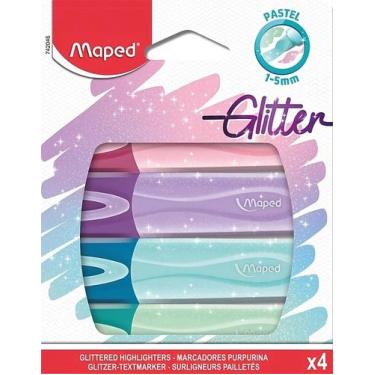 Imagem de Marca Texto kit com 4 cores Pastéis + Glitter - MAPED