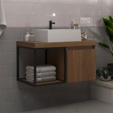 Imagem de Armário de Banheiro Miami 1 Porta com Cuba 100% Mdf Noce - Belizze Móveis