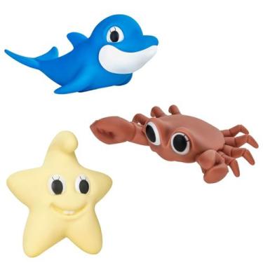 Imagem de Kit Brinquedos para Banho 3 Bichinhos Vinil Macio Sea Family - Puff To