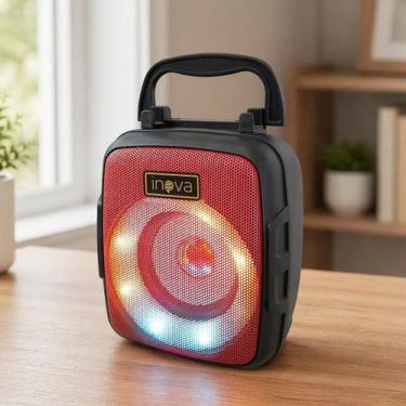 Imagem de Caixa De Som Portátil Bluetooth Radio Recarregável Com LEDs - Genérico