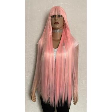 Imagem de Peruca wig branca preta vermelha rosa 1 metro lisa franja cosplay - ju