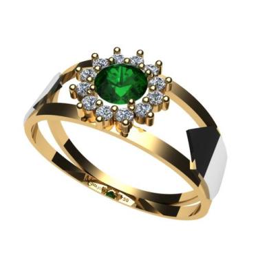 Imagem de Anel de formatura  Biomedicina  ouro 18k com esmeralda e diamantes - M