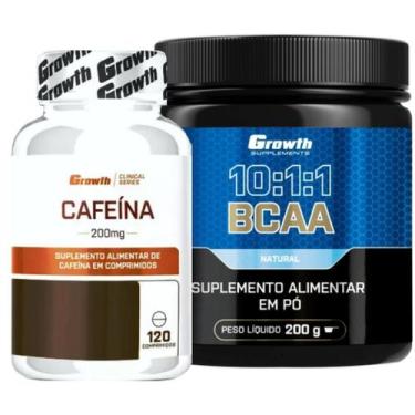Imagem de Cafeina Pura 200mg 120 Caps + Bcaa em Pó 10:1:1 200g Growth, Natural