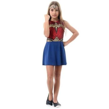 Imagem de Fantasia Mulher Maravilha Infantil Pop com Tiara - Sulamericana, M