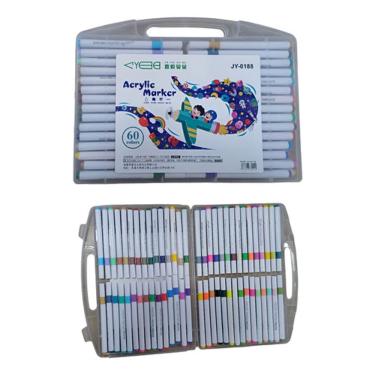 Imagem de Super Kit Profissional Canetinhas Marca Texto Touch 60 Cores 1°linha  Acrilic Maker