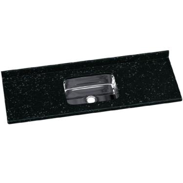 Imagem de Pia de Cozinha 562408 150X55CM de Embutir Pedra Sintética com Cuba Inox Acabamento Brilhante Preto AJ Rorato
