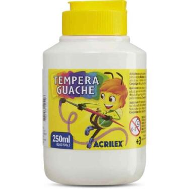 Imagem de Tinta Guache 250ML Branco - Pacote com 3 Unidades - Acrilex