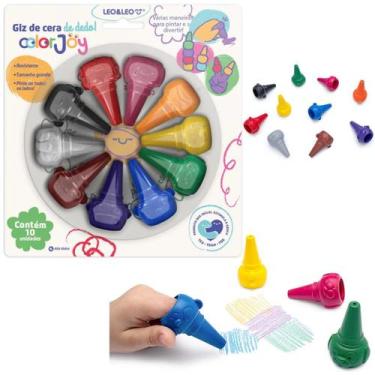 Imagem de Giz de Cera Encaixa no Dedo Color Joy - 10 Cores Leo&Leo
