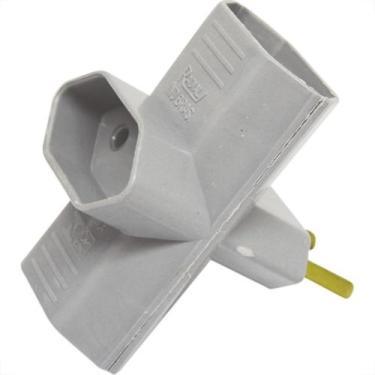 Imagem de Pino Tres Saidas Radial 2P 10A Cinza 118