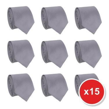 Imagem de Kit 15 Gravatas Social Tons de Cinza Masculina Slim Lisa Padrinho Casamento Noivo Trabalho Congresso