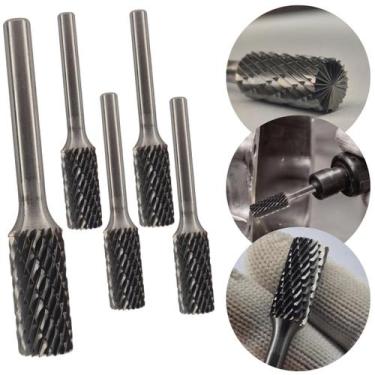 Imagem de Kit 5 Lima Rotativa Cilíndrica Corte Frontal 12mm Desbaste Inox Ferro 