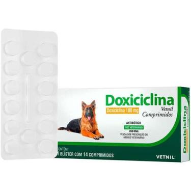 Imagem de Vetnil Doxiciclina 100mg para Cães e Gatos Embalagem com 14 Comprimido