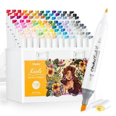 Imagem de Marcadores de Arte Ohuhu Kaala 108 Colores Base Alcohol Set de 108