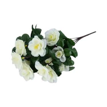 Imagem de Flores Artificiais De Azaleia Vermelha, Resistentes a UV, Decoração De