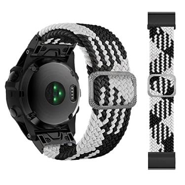 Imagem de CZKE 22 26mm Elastic Smart Watch Band Straps para Garmin Fenix ​​7 7x 6 6x. Pró 5x 5 3HR 945 S60 S62 Pulseira de nylon da cinta de liberação do QuickFit (Color : Black White, Size : 22mm Fenix 7 6)