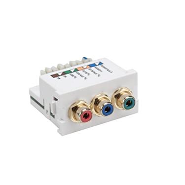 Imagem de Leviton Módulo de vídeo componente RCA sistema de saída multimídia 41292-DEW, terminação estilo 110 (vermelho, verde, azul) branco, cinza
