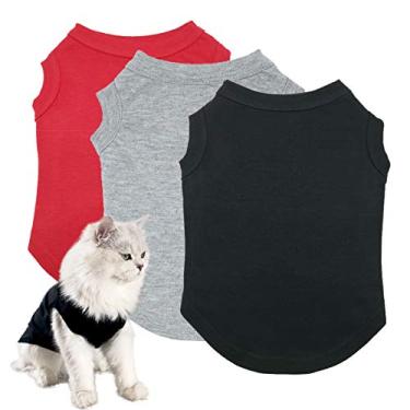 Imagem de Camisas para cães Roupas para animais de estimação, 3 peças, colete para filhotes de filhotes, coletes, roupas para gatos, camisas macias e respiráveis para cães pequenos, extrapequenos, médios e grandes (M)