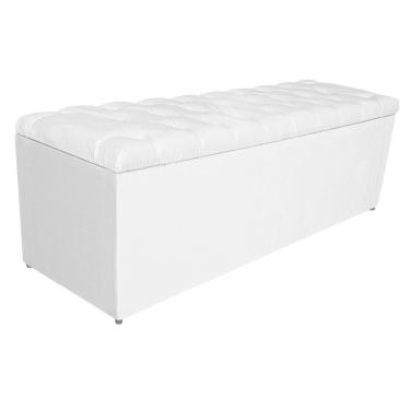 Imagem de Calçadeira Estofada Liverpool 140cm Casal Suede Branco