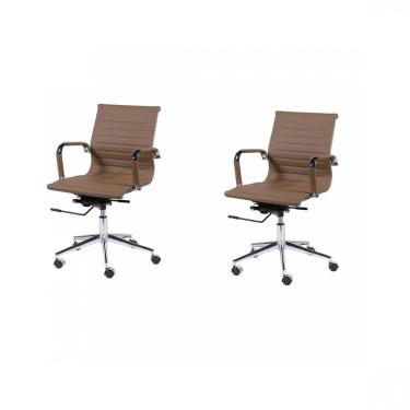 Imagem de Kit 2 Cadeiras Esteirinha Baixa Giratória Office Eames OR Design Caramelo