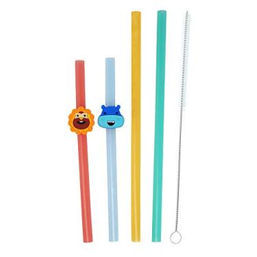 Imagem de Canudos de silicone para bebês, conjunto de família de canudos reutilizáveis, com escova de limpeza, silicone de grau alimentício, livre de BPA/ftalatos, 24 meses +