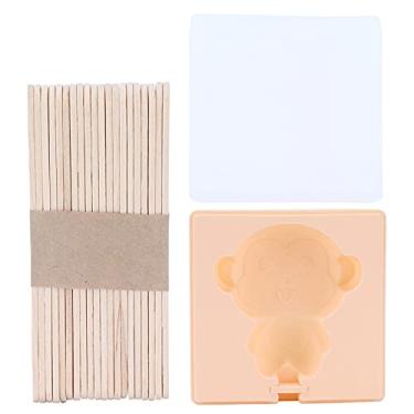 Imagem de Moldes de picol¨¦s de silicone, moldes caseiros de barra de gelo DIY de grau aliment¨ªcio, moldes de picol¨¦s de gelo congelados sem BPA com 20 palitos de picol¨¦(monkey), Formas de picol¡§| Moldes si