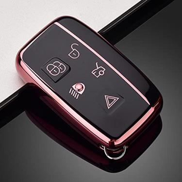 Imagem de CSHU TPU Car Key Case Cover Porta-chaves Anel Key Bag, apto para Land Rover Range Rover Sport A9 Discovery 2 3 4 Sport Jaguar XF A8 A9 X8 XE XF XFL, rosa