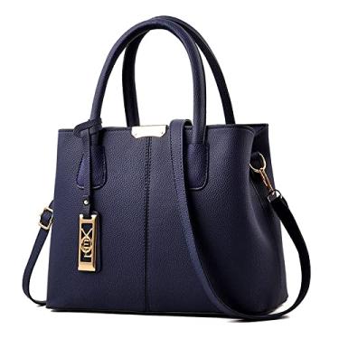 Imagem de Bolsa feminina alça superior bolsa de couro clássica bolsa transversal moda feminina elegante bolsa de ombro bolsa tote, Azul