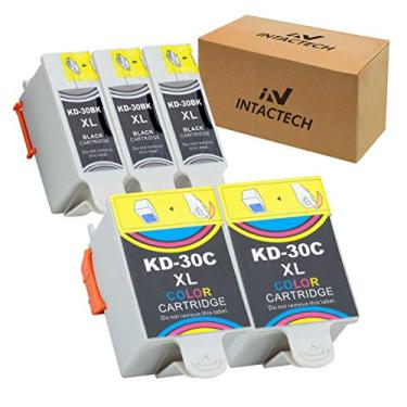 Imagem de Intactech Compatível com Kodak 30 30XL ESP C315 C310 Cartuchos de Tinta Pacote com 5 (Preto, 2 Cores) Funciona para Kodak ESP: 3.2, C315, C310, 1.2, C110, ESP Office: 2150, 2170, HERO: 3.1, 5.1, 4.2 Impressora