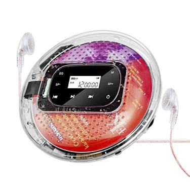 Imagem de ERYUE Tocador de CD,Leitor de CD portátil YR-90 com fones de ouvido com fio de 3,5 mm suporte para leitor de música pequeno cartão TF display digital botão de toque