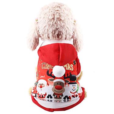 Imagem de Yajun Roupas para cães jaquetas quentes de inverno suéter de natal casacos de lã confortável moletom com capuz seguro roupas de animais de estimação roupa vermelha, PP