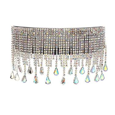 Imagem de Óculos de sol grandes óculos de sol feminino luxo borla cristal diamante óculos de sol máscara steampunk óculos de proteção para os olhos sombra, 1, preto, tamanho único