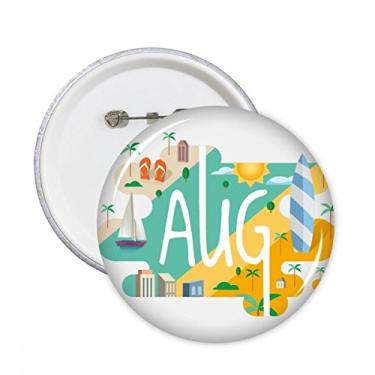 Imagem de Ilustração da temporada do mês de agosto, alfinetes redondos, emblema, botão, decoração, acessório, 5