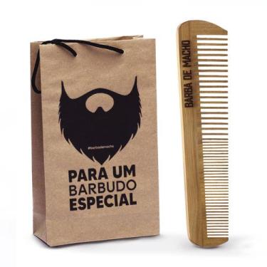 Imagem de Pente Duplo Reto Para Barba Cabelo Barber Shop Madeira - Barba De Mach