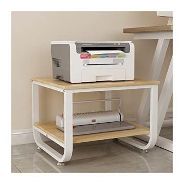 Imagem de KIZQYN Suporte de impressora Home Office Prateleira de impressora Rack de quarto Rack de exibição de madeira de aço Rack de acabamento de armazenamento Impressora de mesa (Cor: latão, Tamanho: G)