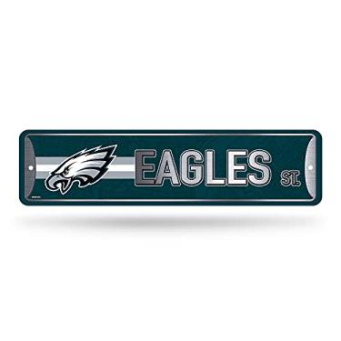 Imagem de Rico Industries Placa de rua de metal NFL Philadelphia Eagles Decoração de casa (10 cm x 38 cm) - Ótimo para casa, escritório, quarto e caverna masculina - feito, prata