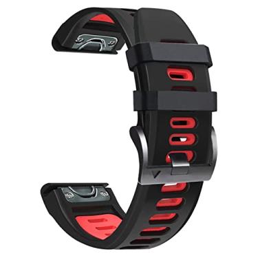 Imagem de WIKUNA Pulseiras de substituição de silicone para relógio inteligente para Garmin Fenix 7 7X 6 6X Pro 5 5X Plus 3 3HR Forerunner 935 Pulseira 22 26mm (Cor: Preto Vermelho, Tamanho: 22mm Fenix 7)
