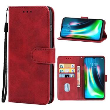 Imagem de Leather Phone Case For Lenovo K12 Note/Motorola Moto G9 & G9 Play & E7 Plus(Red)