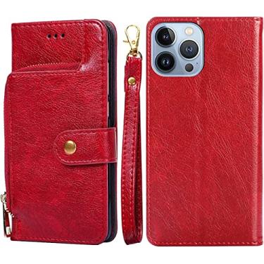 Imagem de NEYENS Capa carteira para iPhone 13 Pro Max/13 Pro/13, capa flip fólio de couro PU premium com fecho magnético com suporte e slots de cartão capa de telefone (cor: vermelho, tamanho: 13 Pro Max 6,7 polegadas)