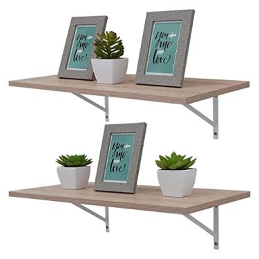 Imagem de Kit 2 Prateleiras 70 x 25cm Carvalho Com Mão Francesa