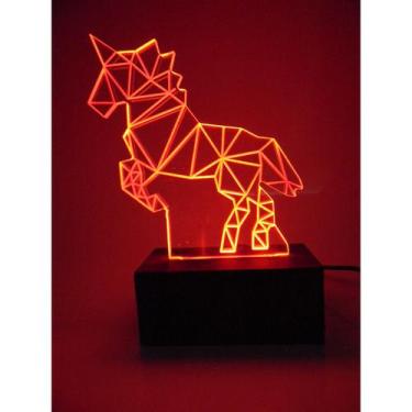 Imagem de Luminária Decorativa Abajur Led Unicórnio 3D Personalizada - Woodback