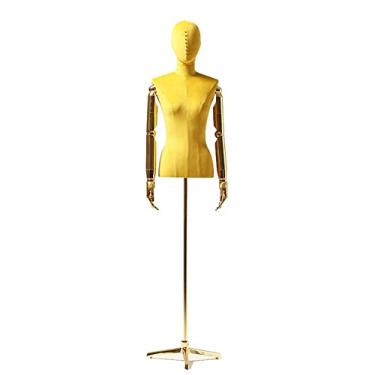 Imagem de Female Mannequin Torso Vestido forma feminina busto manequim torso, modelo feminino com testa e braço, Altezza regolabile/seta/treppiede (Color : Yellow-2)