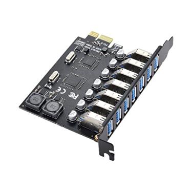 Imagem de PCB+Metal 7 Portas PCI-E para USB 3.0 HUB PCI Express Adaptador de Placa de Expansão 5 Gbps para PCs desktop Windows 11, 10, 8.x, 7, Vista, XP