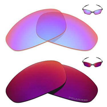 Imagem de Mryok+ 2 pares de lentes polarizadas de substituição para óculos de sol Oakley Juliet – Rosa cobalto/Sol meia-noite