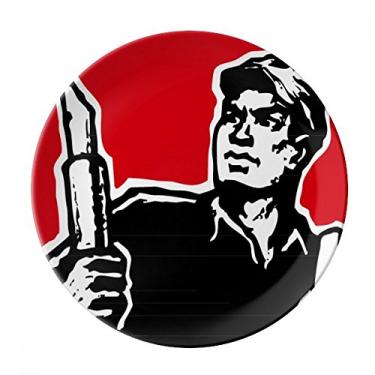 Imagem de Caneta Book Hat Red Patriotic Plate Decorativa Porcelana Salver Prato de Jantar